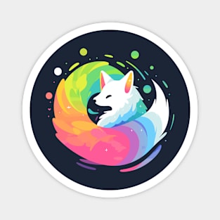 Rainbow fox circle Magnet